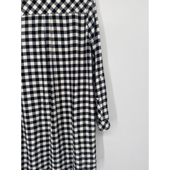 J.Jill women's dress gingham plaid size medium roll tap Sleeve Tunic pockets - Picture 6 of 8